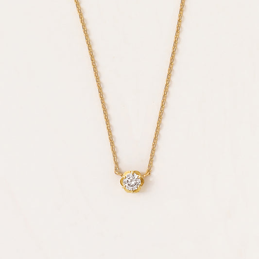 Fiolette Setting Single Diamond Necklace 0.07ct (10K Yellow Gold) - Product Image