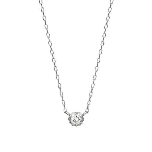 Fiolette Setting Single Diamond Necklace 0.07ct (10K White Gold) - Product Image