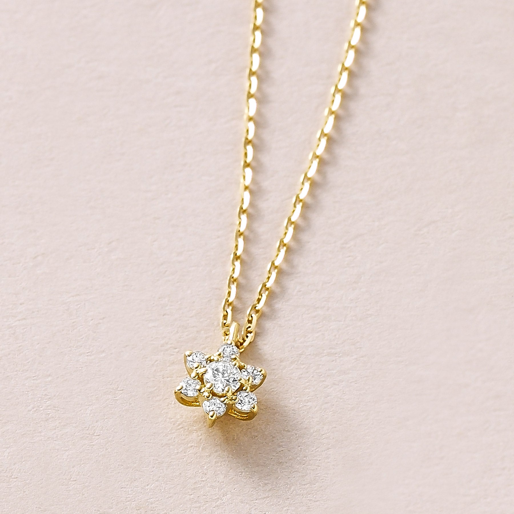 18K Yellow Gold Diamond Necklace "Lumiere Mini" - Product Image