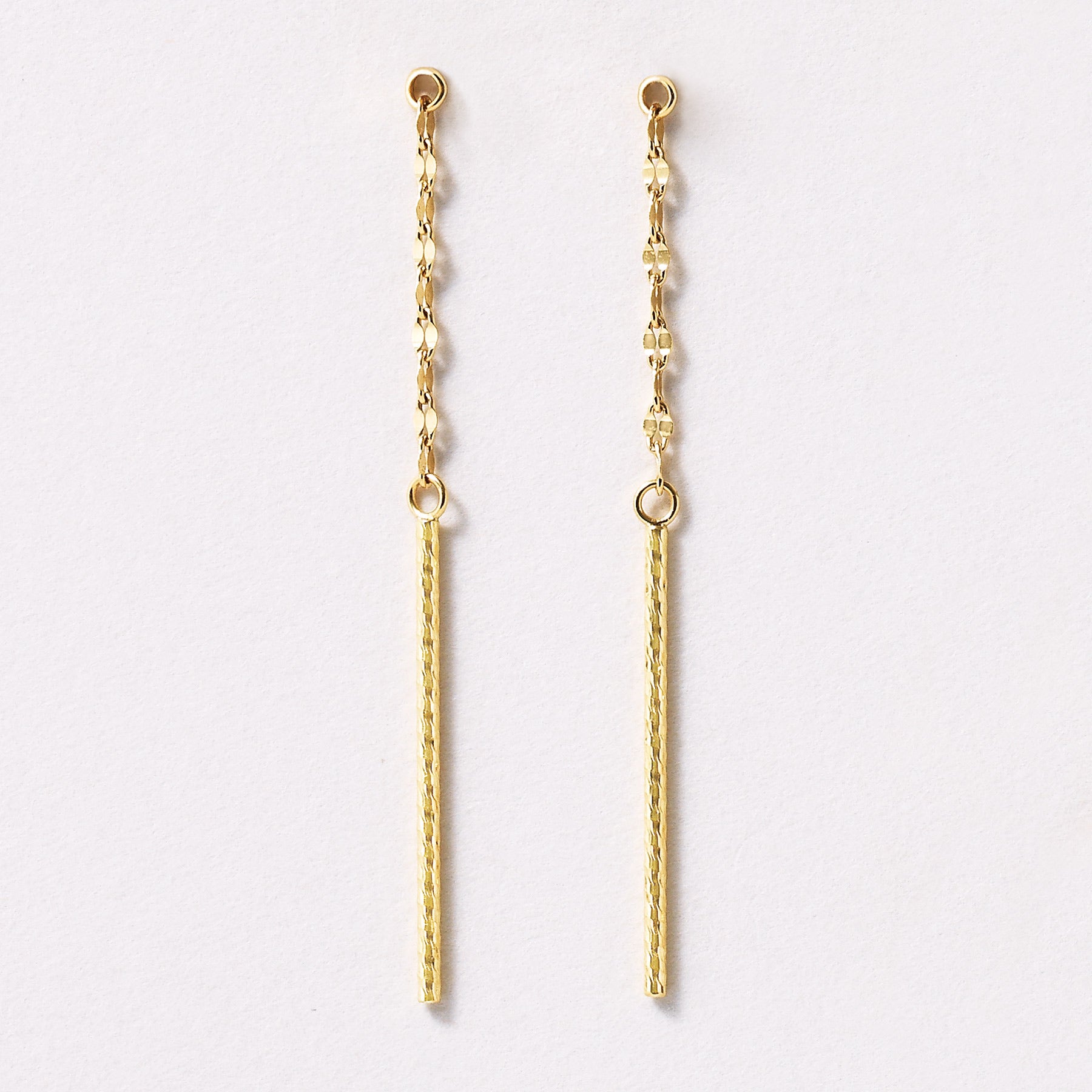[Palette] 18K Yellow Gold Glittering Chain Bar Earring Charms - Product Image