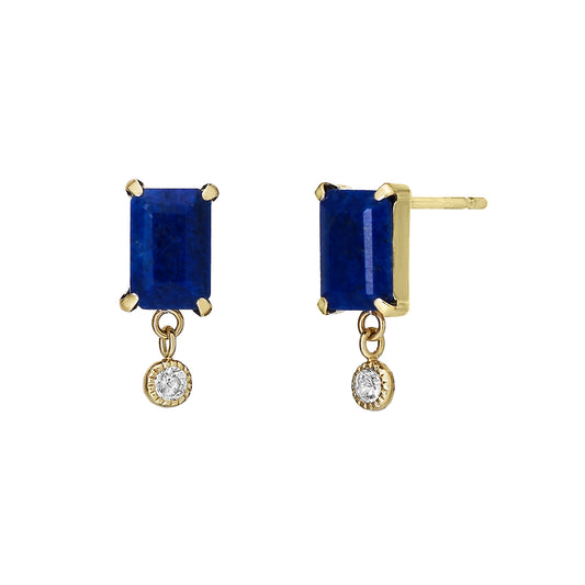 18K / 10K Yellow Gold Lapis Lazuli Short Swinging Earrings - Product Image