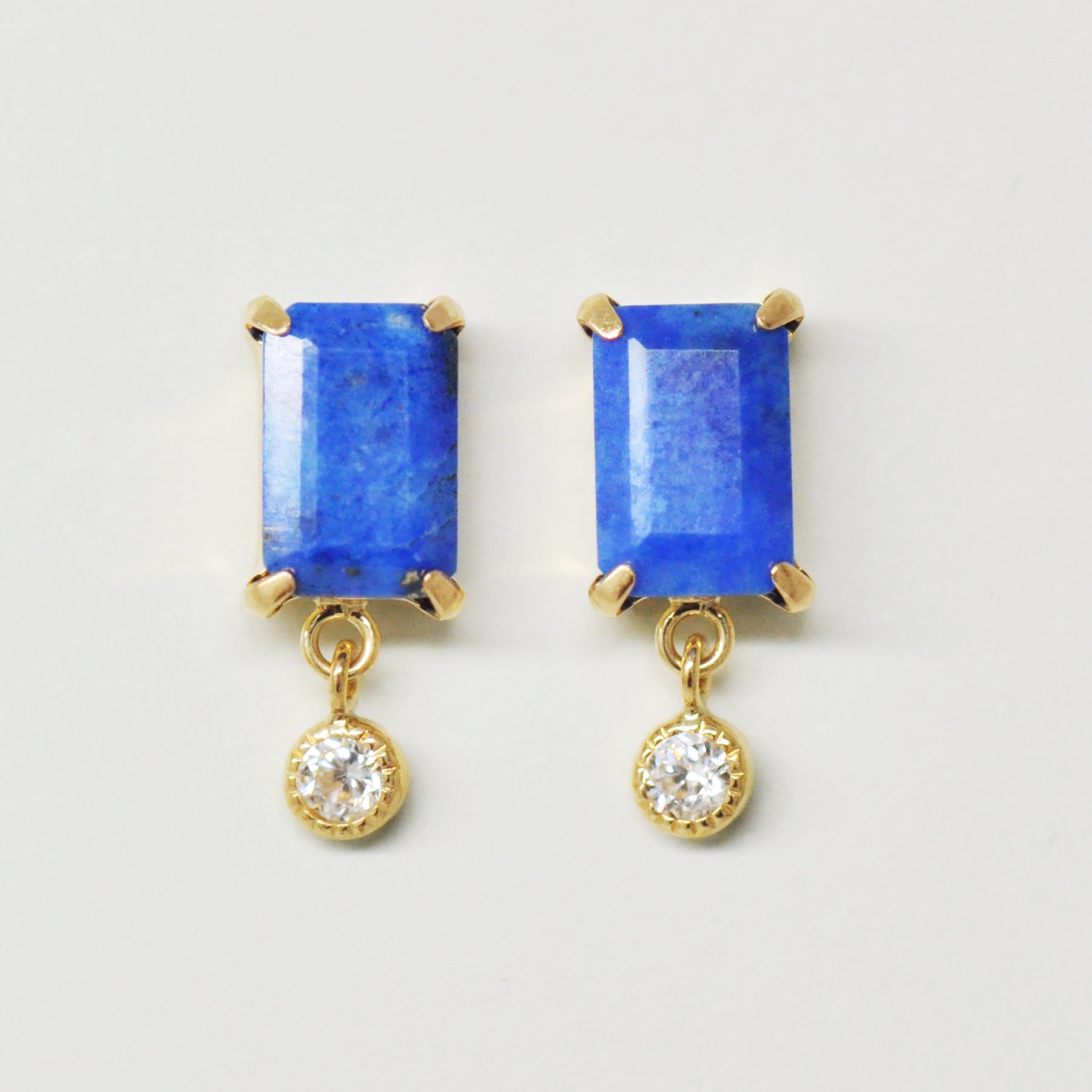 18K / 10K Yellow Gold Lapis Lazuli Short Swinging Earrings - Product Image