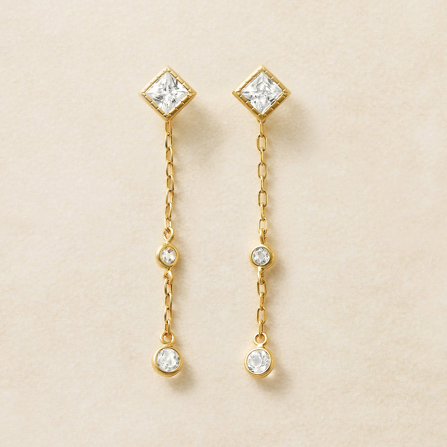 [Palette] 18K Yellow Gold White Topaz Charms - Product Image