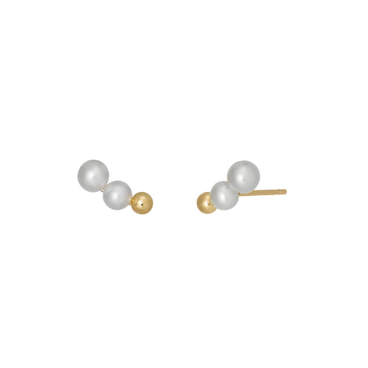 18K/10K Yellow Gold Freshwater Pearl Crescendo Earrings - Product Image