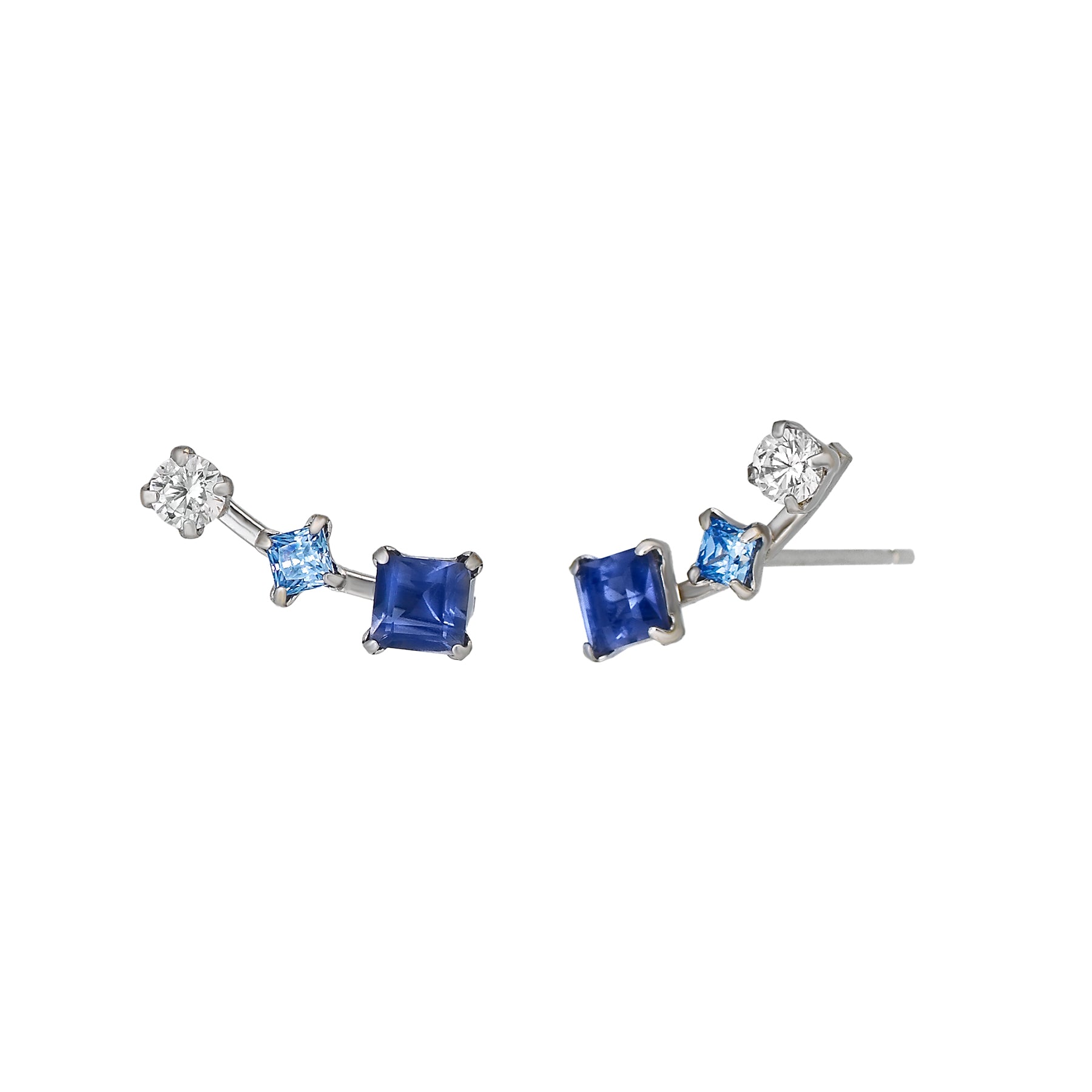 14K / 10K White Gold Iolite Square Meteor Earrings - Product Image