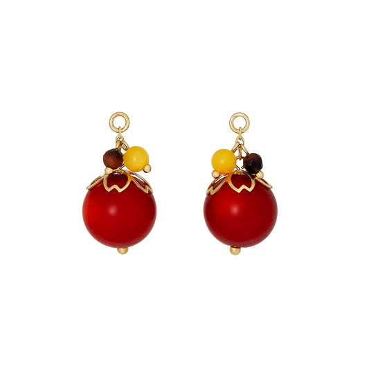 [Palette] 10K Yellow Gold Coral Earrings Charms - Product Image