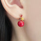 [Palette] 10K Yellow Gold Coral Earrings Charms - Model Image