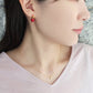 [Palette] 10K Yellow Gold Coral Earrings Charms - Model Image