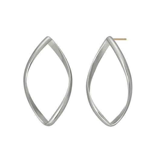 925 Sterling Silver Earrings "Marquise" (Rhodium Plated) - Product Image