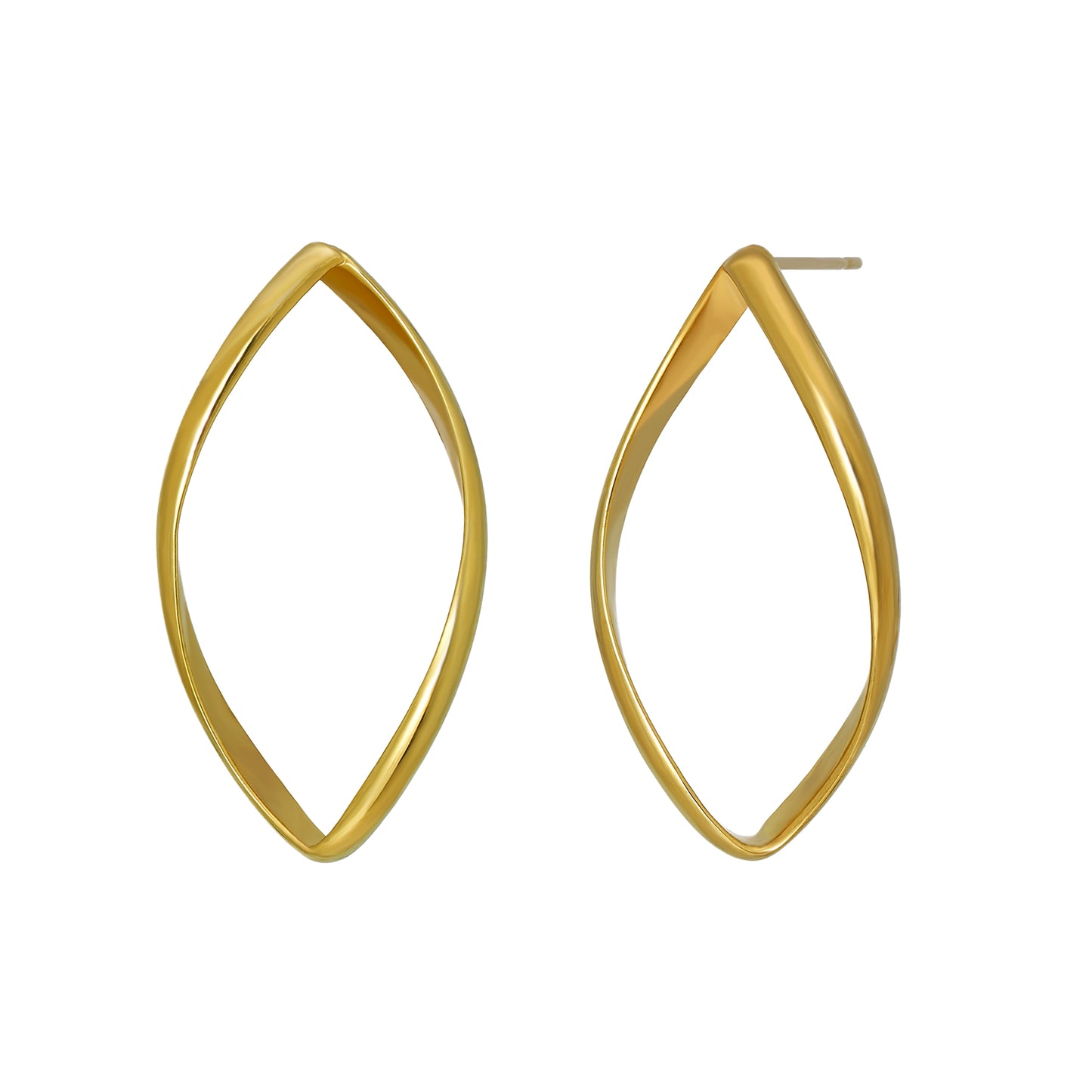 925 Sterling Silver Earrings "Marquise" (Yellow Gold Plated) - Product Image