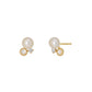 18K/10K Yellow Gold Freshwater Pearl One Point Earrings - Product Image