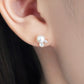 18K/10K Yellow Gold Freshwater Pearl One Point Earrings - Model Image