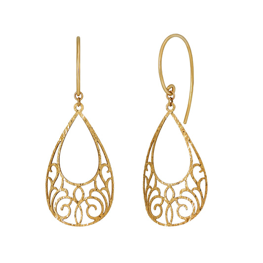 18K/10K Yellow Gold Openwork Drop Earrings - Product Image