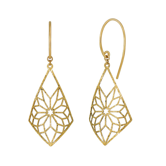 18K/10K Yellow Gold Openwork Rhombus Earrings - Product Image