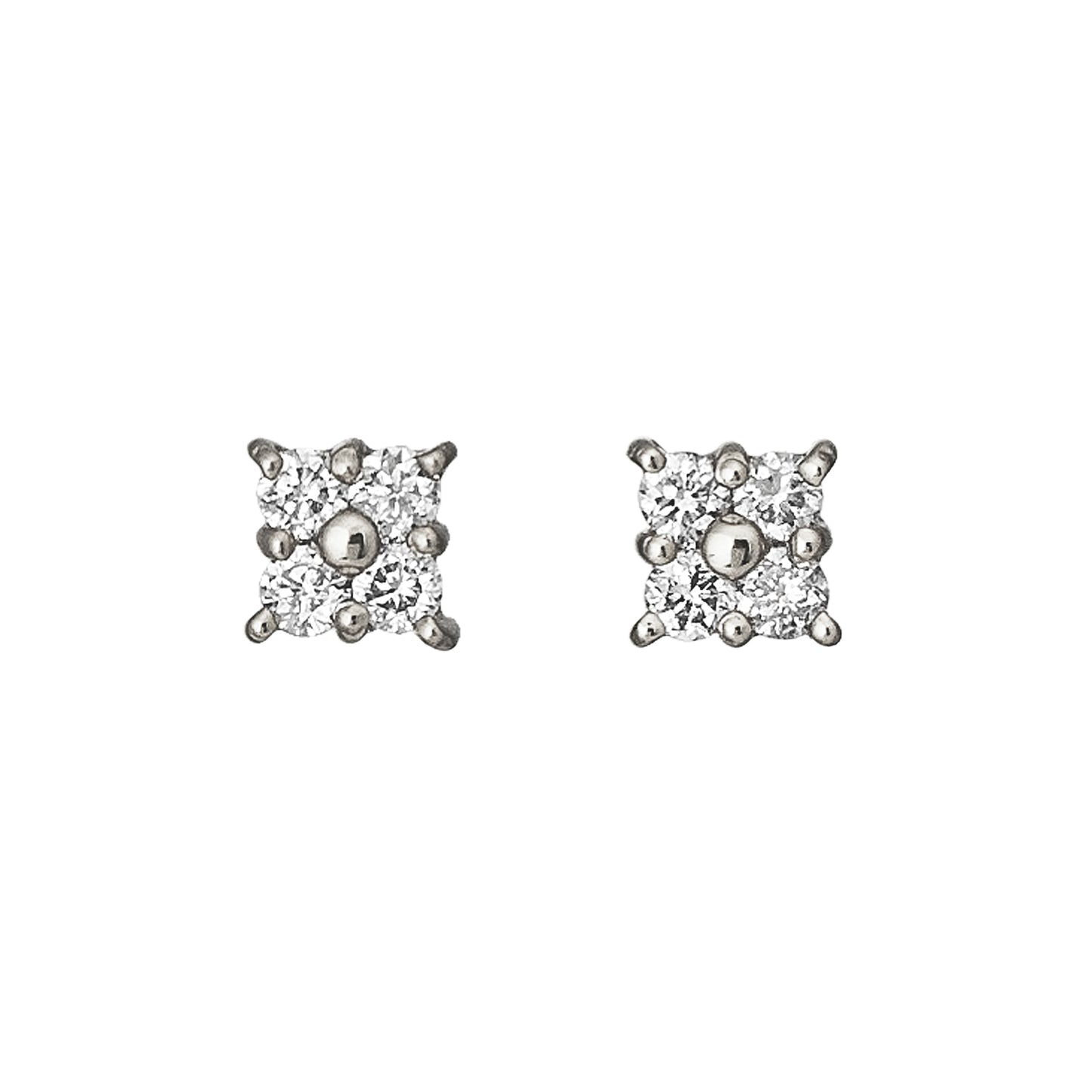 14K White Gold Diamond Square Earrings - Product Image