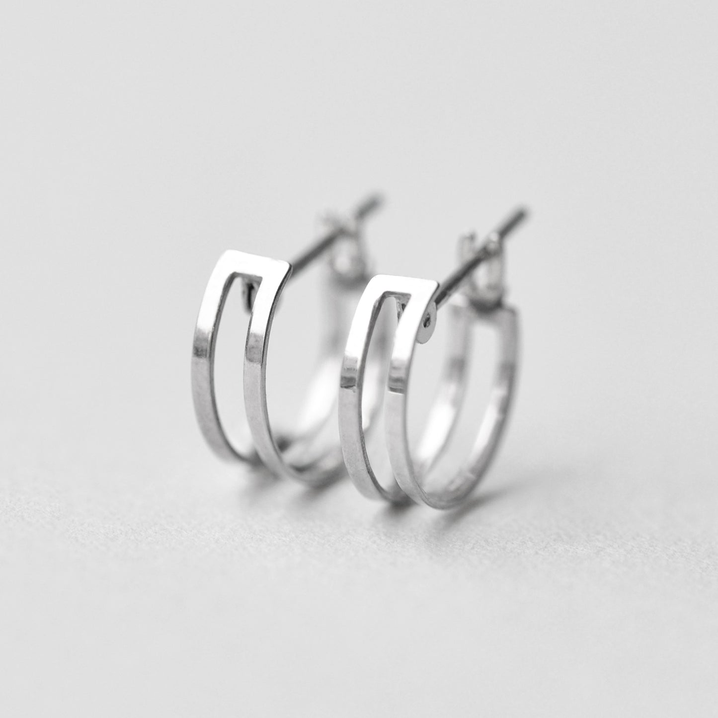 14K/10K White Gold Mini Hoop Earrings - Product Image